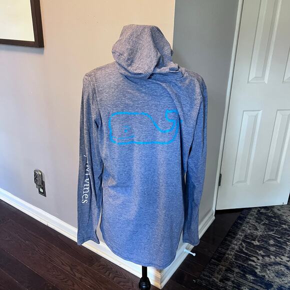 Vineyard Vines Long Sleeve Performance Hoodie Tee Blue Size M - Picture 2 of 5